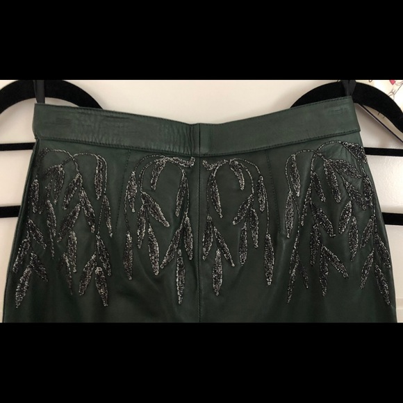 TOM FORD for Gucci Green Embroidered Leather Pants - Picture 4 of 8